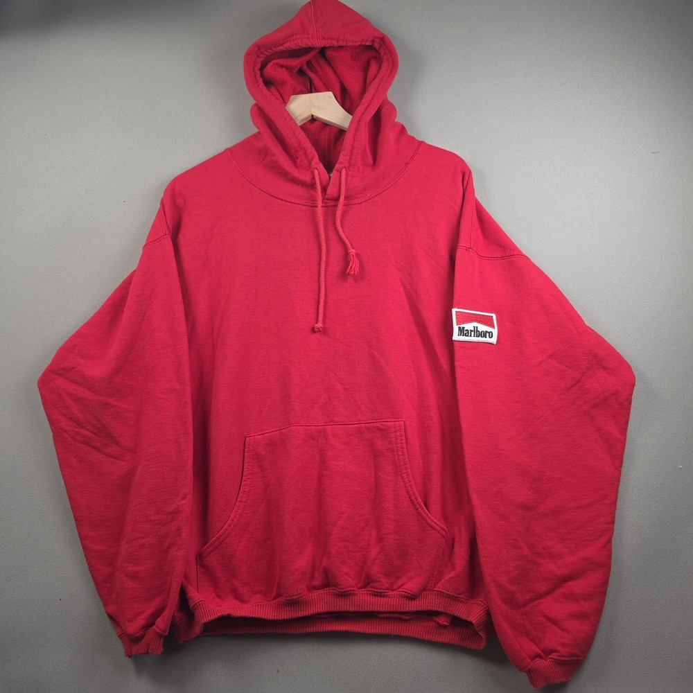 Vintage Marlboro Country Store Hoodie Men's Large Red Made in USA 90s Sweatshirt